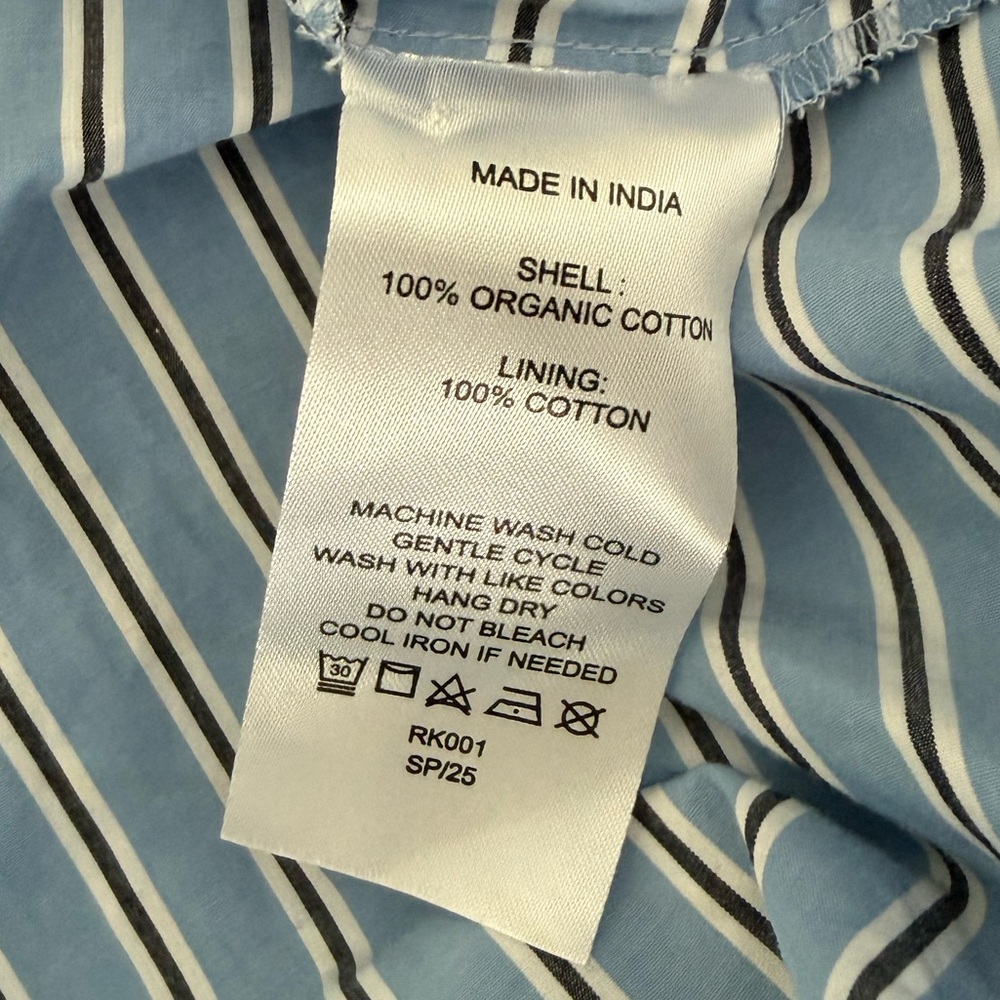 NWT Quince 100% Organic Cotton Drop Waist Shirt Dress in Tribeca Stripe - Picture 12 of 12